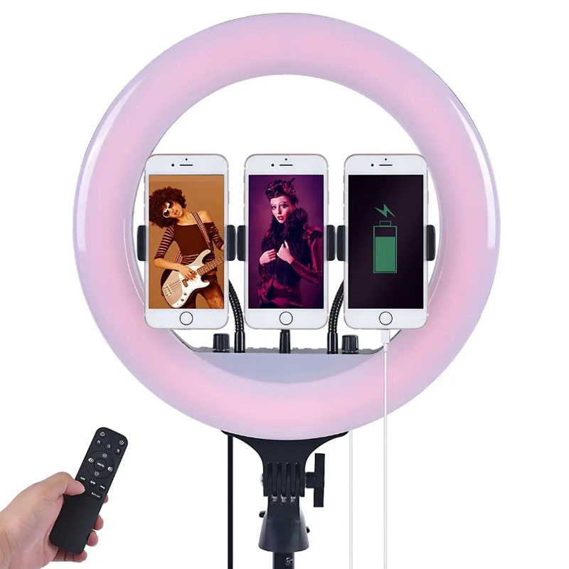 Кільцева rgb лампа на телефон для селфі Ring Fill Light 36 см світлодіодна лампа кільце для фото RL-14 яскрава - фото 2 - id-p2024072989