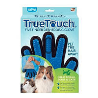 Рукавичка для вичісування шерсті тварин True Touch гумовий гребінець для котів чесалка для собак VIP