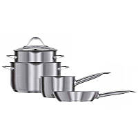 Набори кухонного посуду 7 предметів Smile комплект каструль і сковороди з неіржавкої сталі з кришками MGK-20 VIP