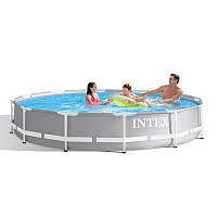 Каркасный летний бассейн для всей семьи Intex круглый бассейн для взрослых и детей 6503 литров для дома и дачи