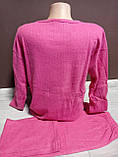 Тепла піжама для дівчинки  підлітка Туреччина 12-18 років реглан і штани рожева кашемір, фото 2