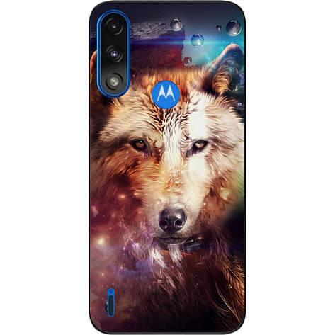 Чохол силіконовий Case для Motorola Moto E7i Power з картинкою Космічний вовк, фото 1