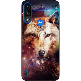 Чохол силіконовий Case для Motorola Moto E7 Power з картинкою Космічний вовк