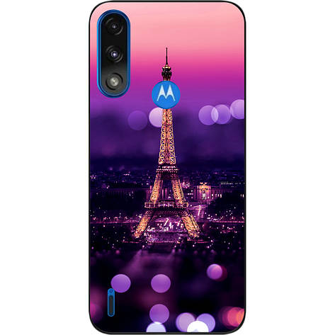 Оригінальний силіконовий чохол Case для Motorola Moto E7i Power з картинкою Париж вночі, фото 1