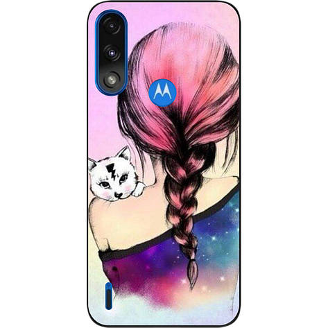 Оригінальний бампер Case для Motorola Moto E7i Power з картинкою Котик на плечі, фото 1