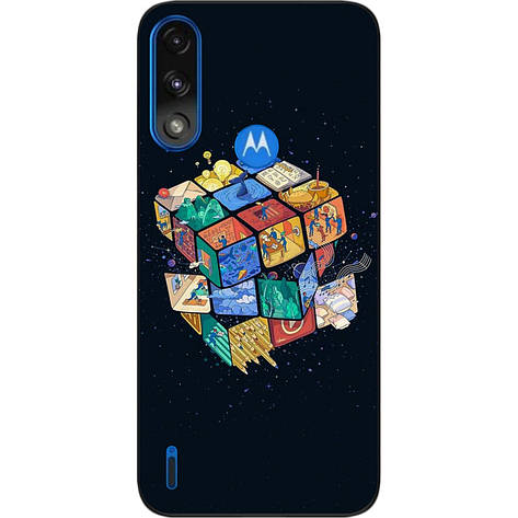 Оригінальний бампер Case для Motorola Moto E7i Power з картинкою Кубик, фото 1