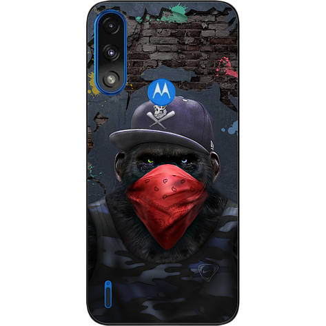 Силіконовий чохол Case для Motorola Moto E7i Power з картинкою Мавпа в кепці, фото 1