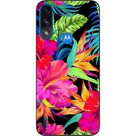 Силіконовий чохол Case для Motorola Moto E7i Power з картинкою Яскраві квіти, фото 1