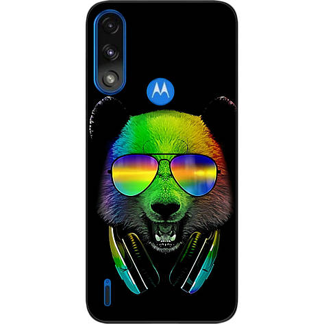 Силіконовий чохол Case для Motorola Moto E7i Power з картинкою Ведмедик у навушниках, фото 1