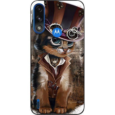 Силіконовий чохол Case для Motorola Moto E7i Power з картинкою Кіт у капелюсі, фото 1