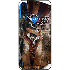 Силіконовий чохол Case для Motorola Moto E7 Power з картинкою Кіт у капелюсі