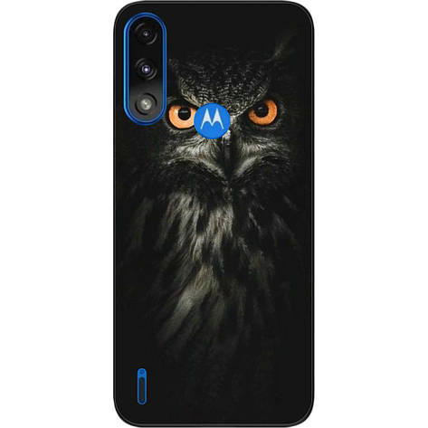 Силіконовий чохол Case для Motorola Moto E7i Power з картинкою Філін на чорному тлі, фото 1
