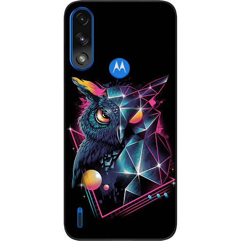 Силіконовий чохол Case для Motorola Moto E7i Power з картинкою Сова абстракція, фото 1