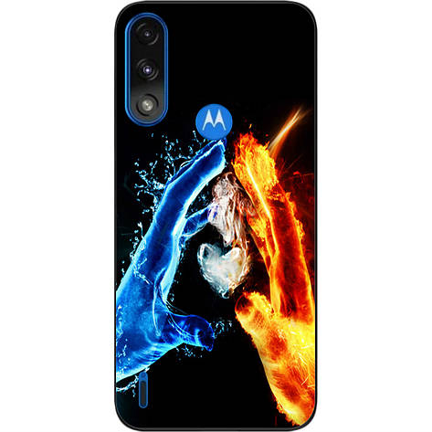 Силіконовий чохол Case для Motorola Moto E7i Power з картинкою Вода та полум'я, фото 1