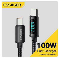 Кабель USB Essager Type-C to Type-C 100W кабель USB C to C для будь-якого пристою швидка зарядка 20V 5A 1 м.