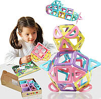 MAGBLOCK Магнитные плитки для игрушек 52 штуки для девочек 3 лет, Магнитные блоки для детей, Магнитные строите