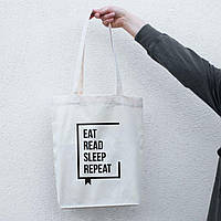 Тор! Экосумка "Eat Read Sleep Repeat", Бежевий, Beige, англійська