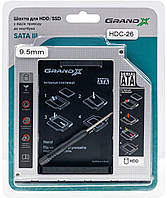 Адаптер Grand-X для подключения HDD 2.5" в отсек привода ноутбука SATA3 Slim 9.5мм (HDC-26) Sava Family