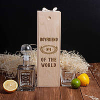 Тор! Набор для виски "Boyfriend №1 of the world" 2 предмета в подарочной коробке, англійська