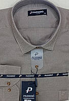 Рубашка мужская батальная Passero vd-0126 однотонная классическая Турция с длинным рукавом, нарядная бежевая