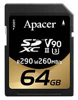 Карта памяти SDXC 64GB UHS-II/U3 Class 10 Apacer (AP64GSDXC10V9-R) Sava Family