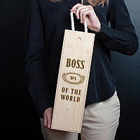 Тор! Коробка для бутылки вина "Boss №1 of the world" подарочная, англійська