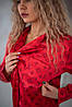 Стильна піжама жіноча сатинова в комплекті штани та сорочка Louis Vuitton розмір Xl Червоний, фото 2