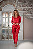 Стильна піжама жіноча сатинова в комплекті штани та сорочка Louis Vuitton розмір Xl Червоний, фото 4
