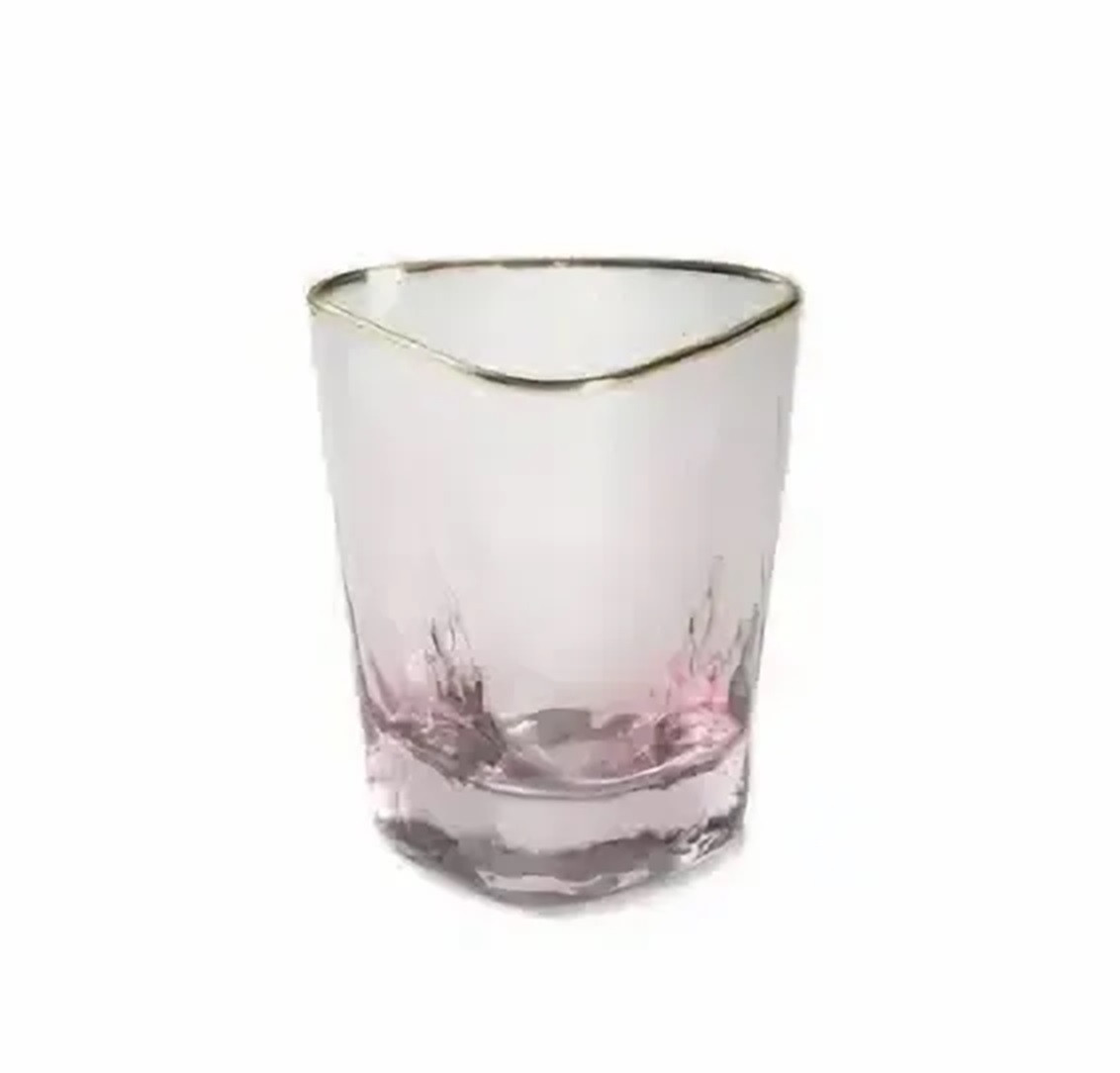 Склянка для віскі REMY-DECOR скляна Ice Evans 350мл рожевого кольору із золотим кантом для води коктейлів соку