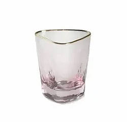 Склянка для віскі REMY-DECOR скляна Ice Evans 350мл рожевого кольору із золотим кантом для води коктейлів соку