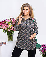 Повсякденна жіноча ангорова довга туніка батал у карту із сорочковим коміром (р.56-62). Арт-1028/11 №3