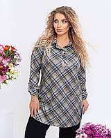 Повсякденна жіноча ангорова довга туніка батал у карту із сорочковим коміром (р.56-62). Арт-1028/11 №5