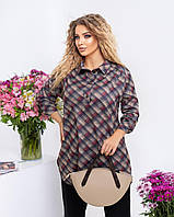 Повсякденна жіноча ангорова довга туніка батал у карту із сорочковим коміром (р.56-62). Арт-1028/11 №4