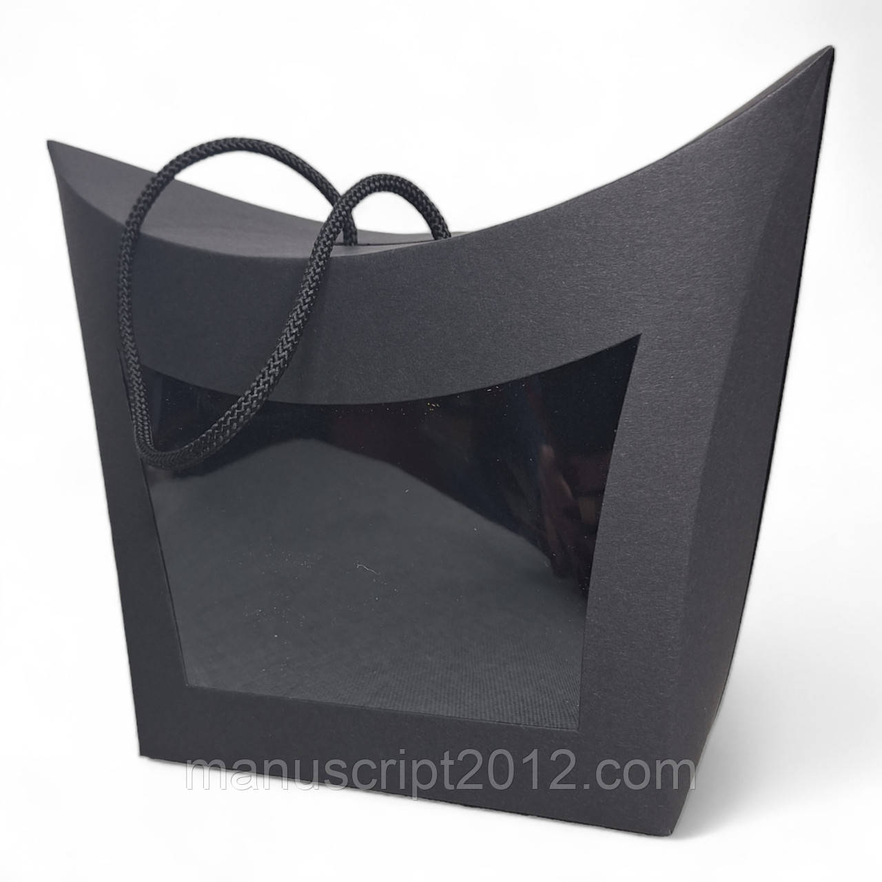 Коробка подарочная с окном и ручкой черная 155х80х140 мм.: продажа ...