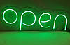 Неонова Led вивіска OPEN (відкрито) Зелена 700х250 см з пультом, фото 3