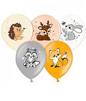 Воздушный шар Лесные зверята, шары детские воздушные с рисунком 30 см 12" поштучно BelBal