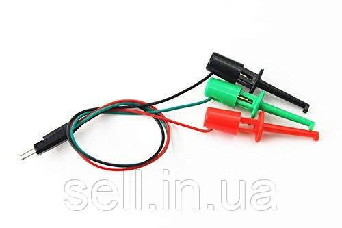 Затискачі-гачки для тестера транзисторів • 20 см • 3 шт • Метал + пластик, фото 1