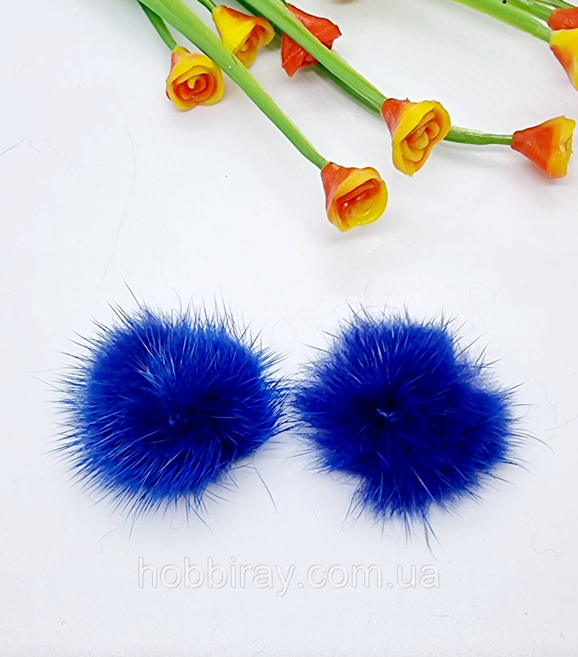 Бубончик-норка. 2,5см. Колір синій. 1 шт., фото 1