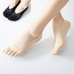 Нейлонові мереживні шкарпетки невидимості з п'ятьма пальцями