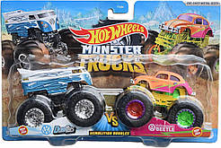 Hot Wheels Monster Trucks Drag Bus vs Volkswagen Beetle. Подарунковий набір 2 монстр-траки Хот Вілс Фольксваген