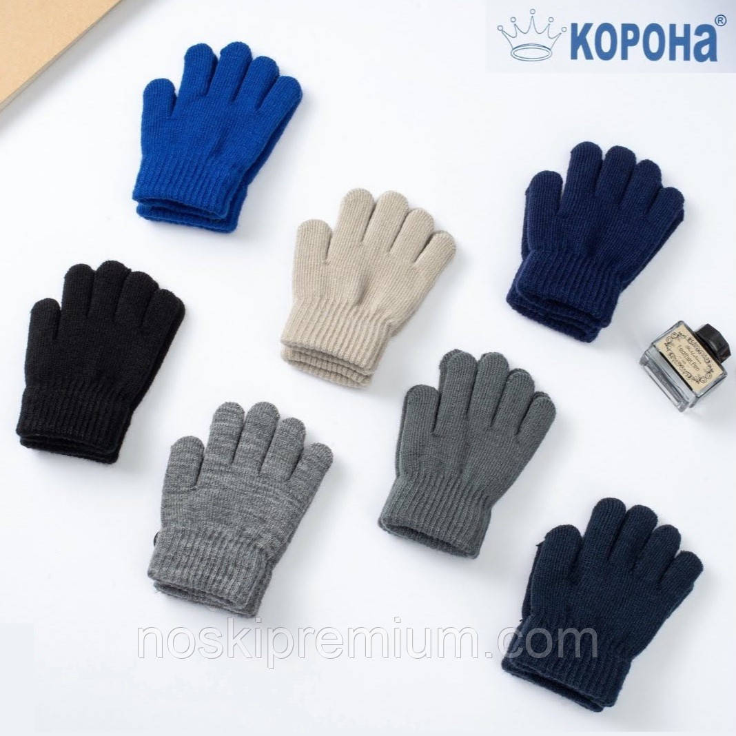 Рукавички дитячі одинарні з начосом Корона, асорті, розмір XS - 12 см, 5081-2