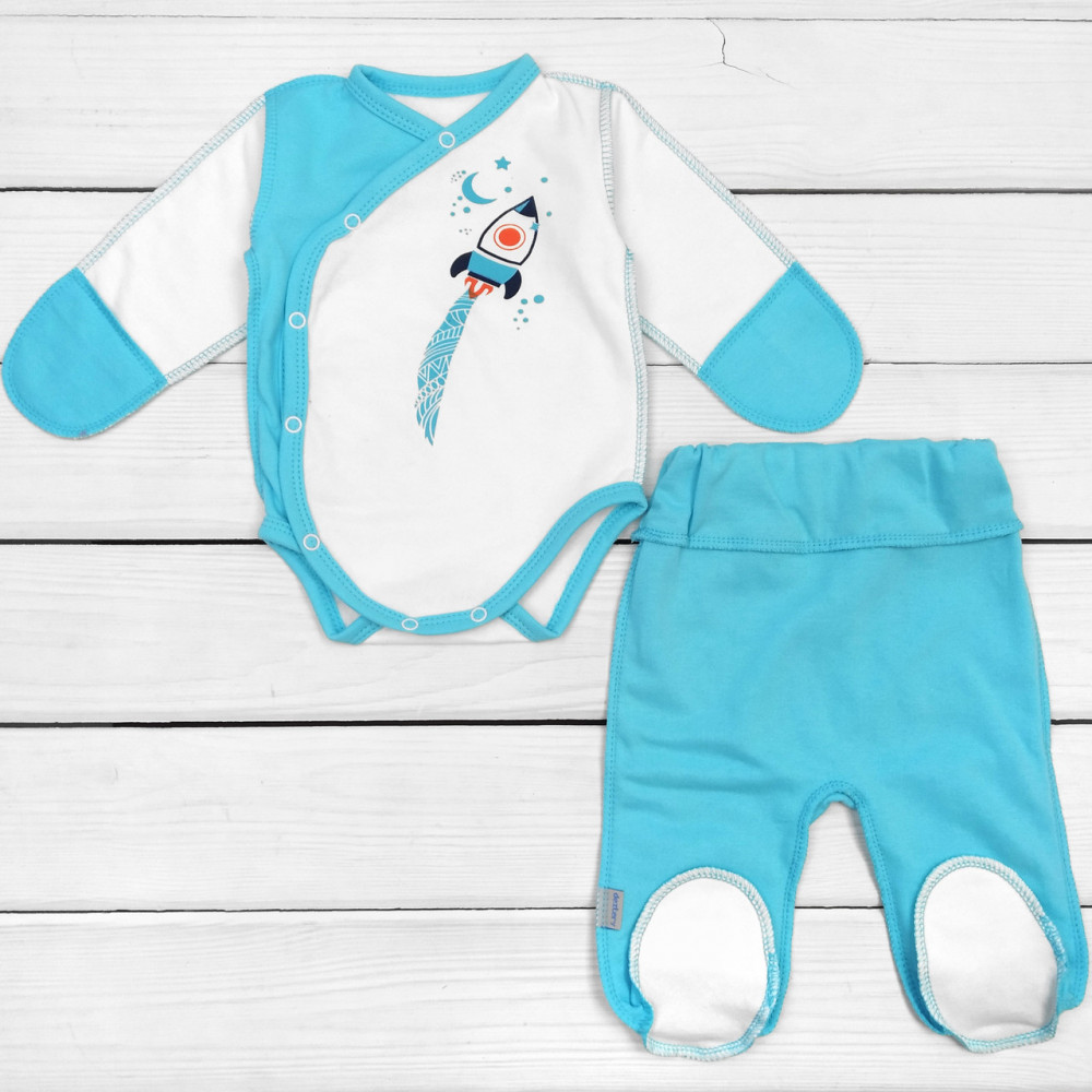 Теплий комплект дитячого одягу в пологовий будинок для новонароджених хлопчиків (шапочка, боді, повзунки)