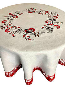 Вишита лляна скатертина на круглий столик (1,20м. × 1,20м.)