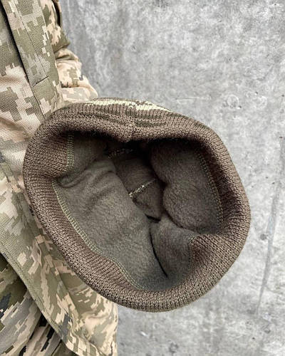 Армейская зимняя вязаная шапка пиксель шапка военная с отворотом ...