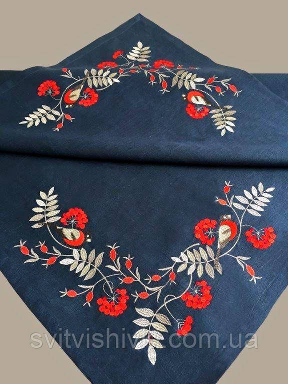 Синя скатертина "Намисто святкове" (1,0м.*1,0м.)