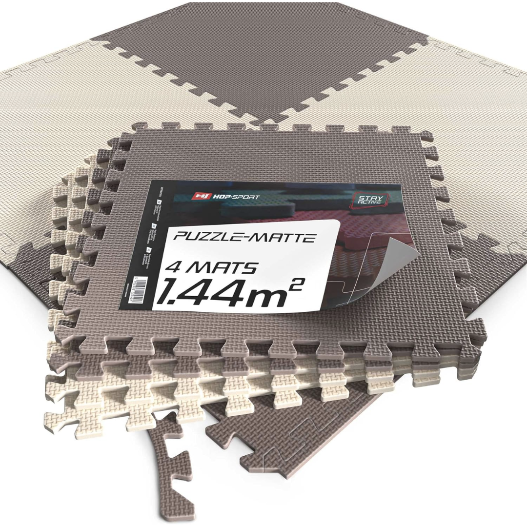 Мат-пазл Hop-Sport EVA 1см HS-A010PM - 4 частин бежево-коричневий, фото 1