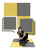 Мат-пазл Hop-Sport EVA 1см HS-A010PM - 4 частин жовто-сірий, фото 10