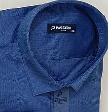 Сорочка чоловіча батальна Passero vd-0127 класична однотонна Туреччина з довгим рукавом, ошатна синя 3XL, фото 6