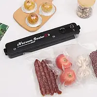 Вакуумний пакувальник для продуктів Vacuum Sealer + 10 пакетів Вакууматор Чорний