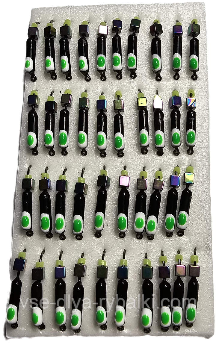 Мормишка вольфрамова чорна з зеленою точкою цвяхокубик хамеліон 0,5 грм, фото 1